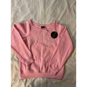 White Fox Lucky Thirteen Pink Crewneck Sweatshirt Logo Pullover XS/S NWT